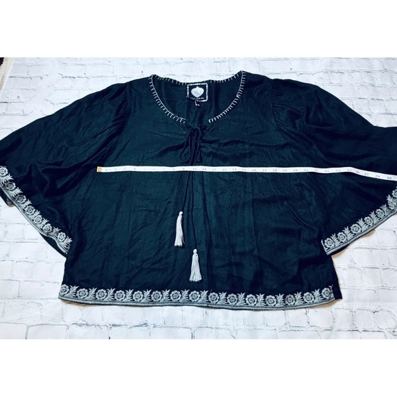 Z&L Europe Made With Love Top Women's S Small Black Boho Embroidered Festival - Picture 9 of 11